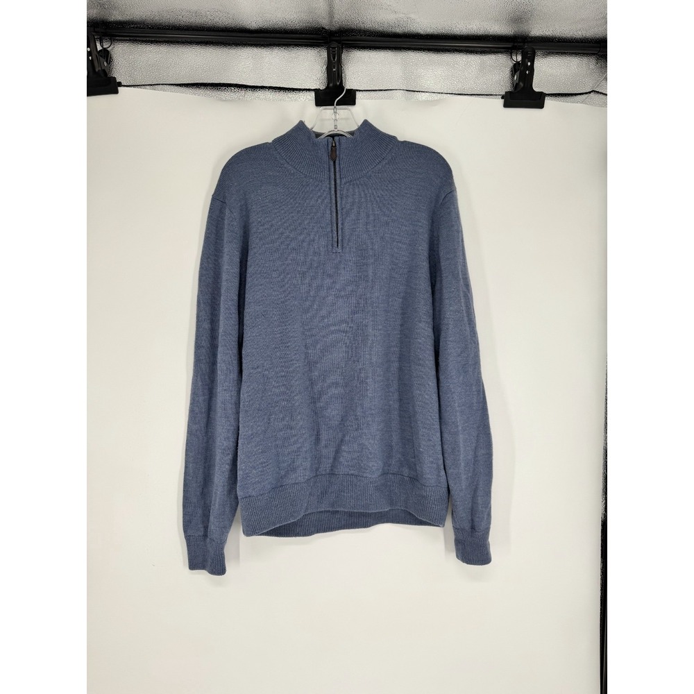 Brooks Brothers 100% Italian Merino Wool Sweater Large Quarter 1/4 Zip Pullover